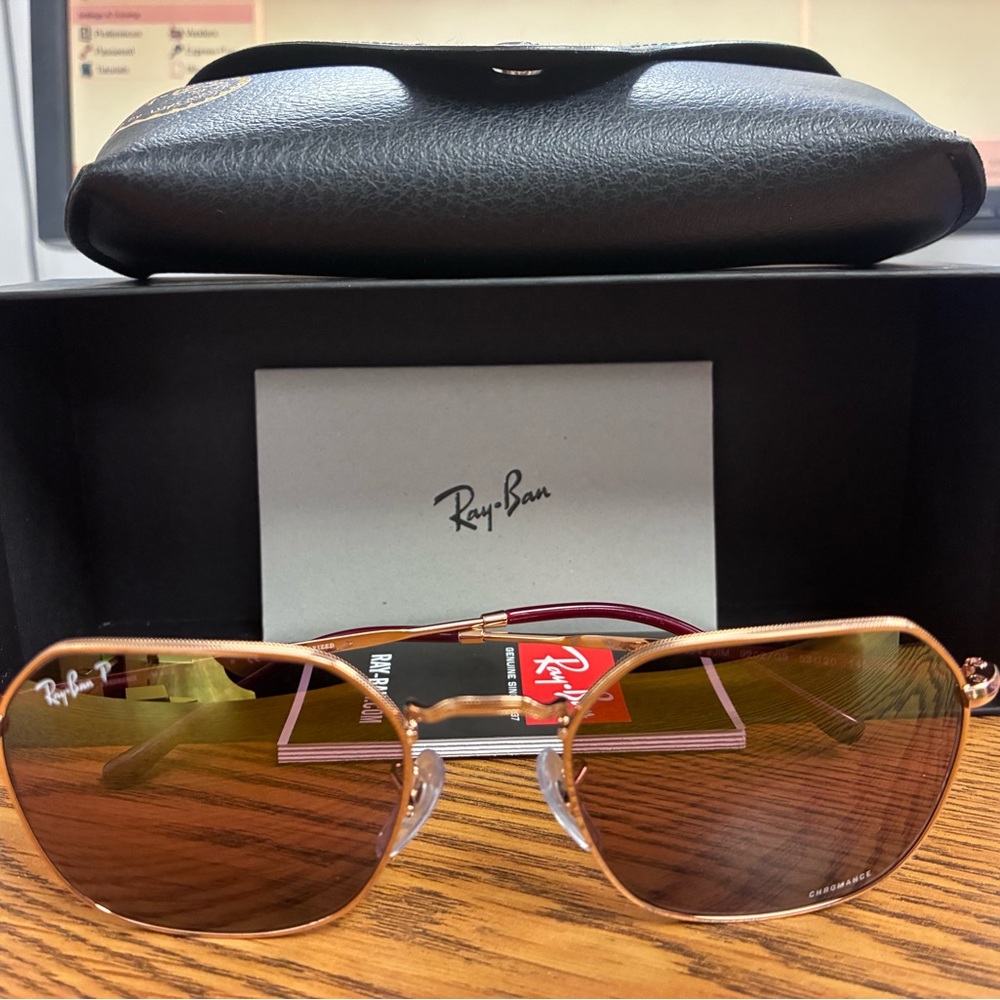 Ray-Ban Rose Gold Sunglasses with Black Case